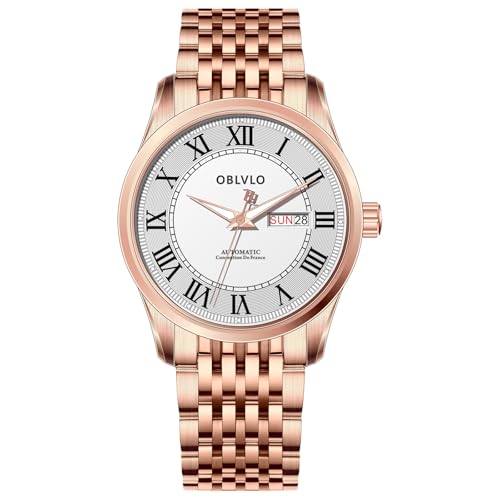 OBLVLO GC-SIM Montre mécanique automatique pour homme avec bracelet en cuir de veau super lumineux, GC-SIM-PWP, Moderne