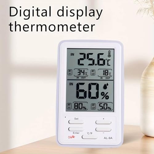 Image of KRESHU Humidity Indoor Outdoor Clock Incubator Temperature Indicator Humidity Meter Accurate Thermometer Digital Room Electric Wire Sensor LCD Screen Alarm Clock Wall Hanging (White, 1-pcs)
