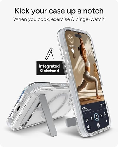 Image of ZAGG Santa Cruz Snap Case with Kickstand for iPhone 17 - Silver, Drop Protection (13ft /4m), MagSafe Charging Compatible, ClearGuard Anti-Yellowing Technology, Scratch Resistant Phone Case