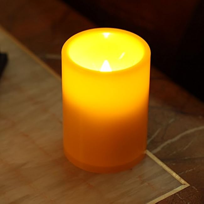 Flameless Flickering Plastic Led Candle, 6-Pack Battery Operated Pumpkin Color Remote Candle With Timer ,Fall, Autumn, Halloween Outdoor Decorations, 3x4 inch