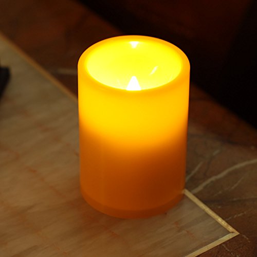 Image of Flameless Flickering Plastic Led Candle, 6-Pack Battery Operated Pumpkin Color Remote Candle With Timer ,Fall, Autumn, Halloween Outdoor Decorations, 3x4 inch
