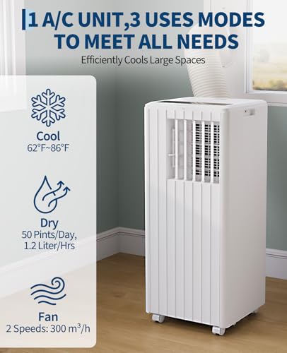 Image of Garvee 8000 BTU Portable Air Conditioner, 3-in-1 Cooling, Dehumidifying & Fan for Rooms Up to 350 Sq. Ft | Quiet Sleep Mode | Energy-Saving 24-Hr Timer | AC Unit w /Remote & Full Window Kit, White