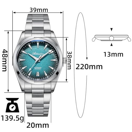 ADDIESDIVE Nowy MęSki Zegarek Automatyczny, Mechanizm 8215, Zegarek Mechaniczny, Tarcza Gradientowa, Luminescencyjny BGW9, SzkłO Mineralne K1, Wodoodporność 100 M, Zegarek Analogowy AD2527