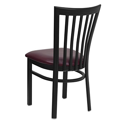 Image of Flash Furniture HERCULES Series Black School House Back Metal Restaurant Chair - Burgundy Vinyl Seat
