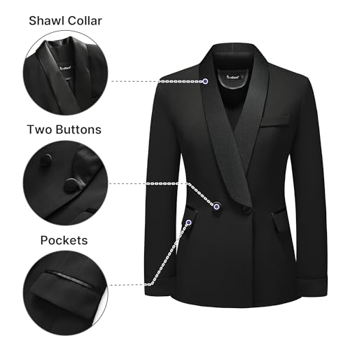 Women's Pants Suit 2 Piece Set Smil Fit Jacket Shawl Sollar Blazer Dress for Women3