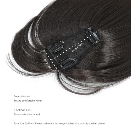 Yamel Hair Topper with Bangs 3 Clips Dark Brown 12 Inch Synthetic Wiglets Natural Hairpieces for Thinning Hair - Image 3