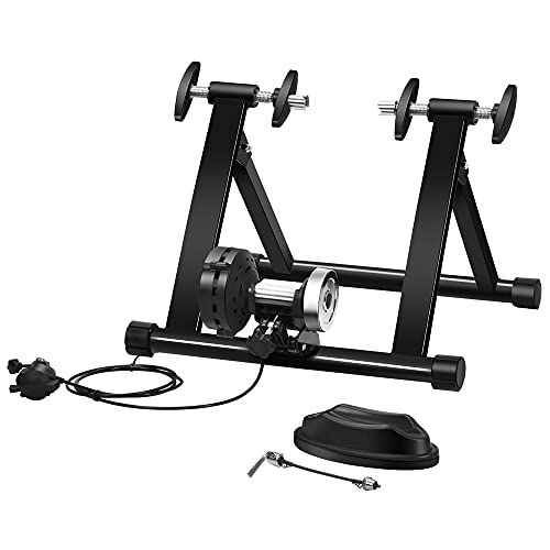 DORTALA Indoor Bike Trainer Stand Portable Steel Trainer Stand w/ 8 Levels Resistance Cycling Training Stand w/Fluid Flywheel for 26-28 Inch Mountain/Road Bike Quick Release & Double Locking