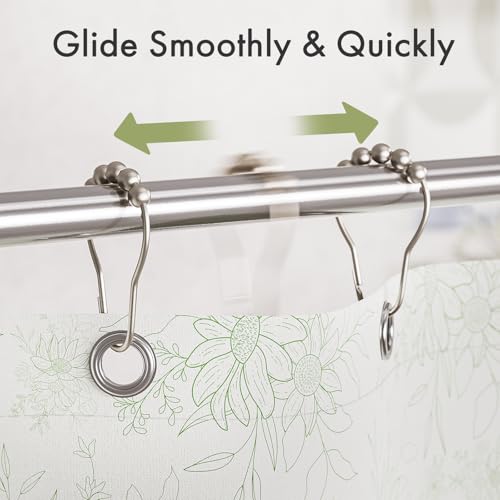 Image of Amazer Shower Curtain Hooks Rings, Anti-Rust Metal Double Glide Shower Hooks for Bathroom Shower Rods Curtains-Set of 12-Matte Nickel