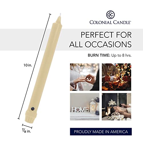 Image of Colonial Candle Unscented Taper Candle, Classic Collection, Limoncello, 10 in, Pack of 12 - Up to 8 Hours Burn