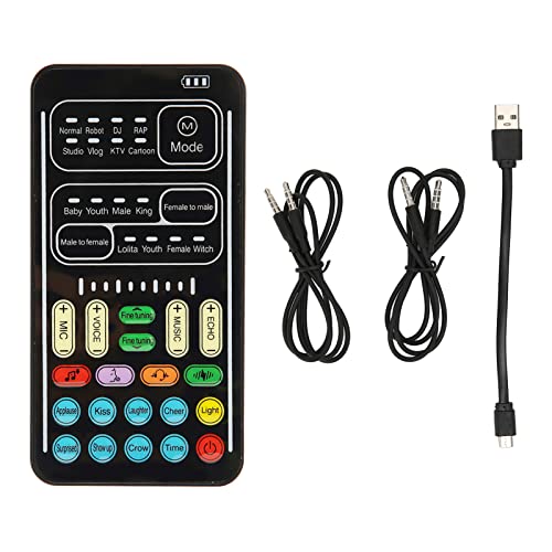 Image of Mini Voice Changer, Stereo Sound Card, 8 Sound Effects, with LED Lights, 450mah, for Mobile Phones, Computers, Gaming Devices (I9 English Edition)
