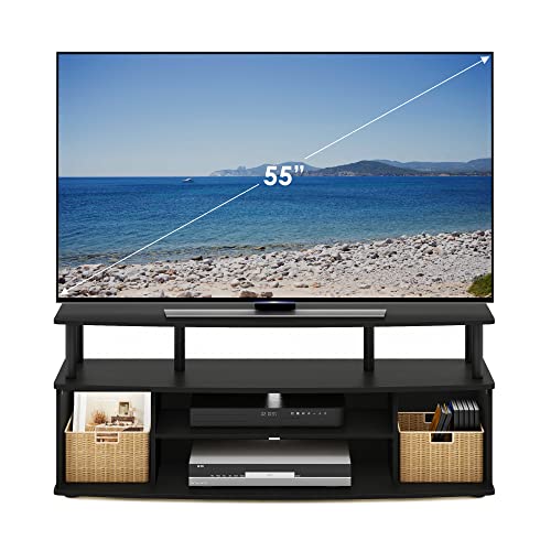Image of Furinno Jaya 4-Tier TV Stand for TV up to 55 Inch, Blackwood
