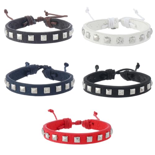 GXGM 5 pulseras de estilo punk con remaches, pulseras con tachuelas y brazaletes, pulseras de estilo g贸tico, pulseras de estilo rock adecuadas para fiestas, conciertos y ropa alternativa
