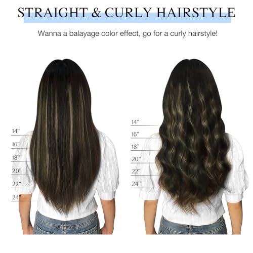 Image of DOORES Hair Extensions Clip in Human Hair, Medium Brown Highlighted Dirty Blonde 12 Inch 7pcs 80g, Remy Extensions Real Hair Extensions Clip in Straight Balayage Natural Thick Hair