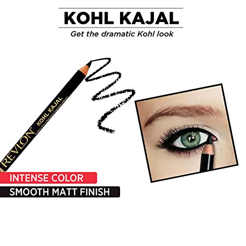 Revlon Kohl Kajal Eye Liner Pencil With Sharpener, Black, 1.14g - Image 6