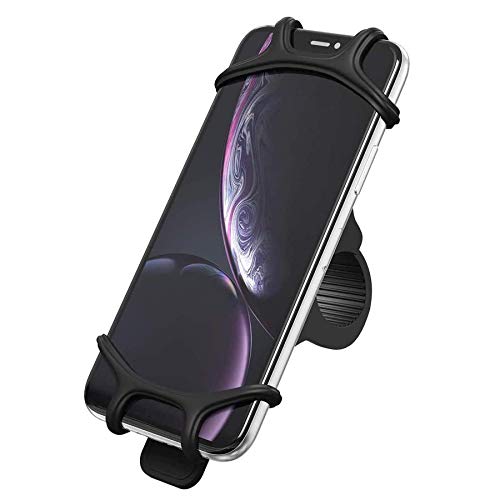 QueenDer Soporte Movil Bicicleta, Soporte Movil Moto Universal Ajustable Anti Vibración Silicona Teléfonos Soporte Bici de Montaña Compatible para 4.5-6.5 Smartphones, iPhone Samsung Xiaomi Huawei