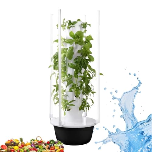 zhenmaster Orto idroponico Indoor Verticale 9 Livelli con Sis-Tema autoirrigante e luci LED Regolabili, Torre Piante per Cucina, Balcone, scuole e ristoranti, ABS Resistente(20Holes+LED)