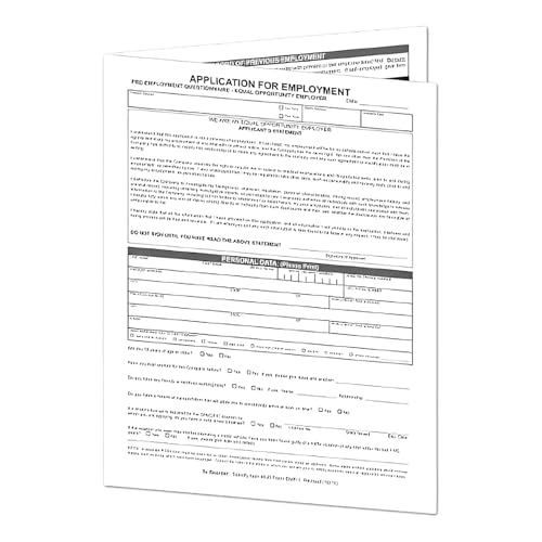 MICRO TEC Application for Employment Form EMP-1 – 4 Page Job Application Forms 8.5 x 11, EEOC Compliant Hiring Forms for HR Departments & Small Businesses, 1-Part White Offset Paper - Pack of 50