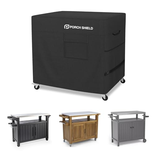 Porch Shield Outdoor Prep Table Cover Waterproof Patio Dining Cart Cover Fitting Grill Stainless Steel Cart up to 53 L x 21 W x 33 H Black