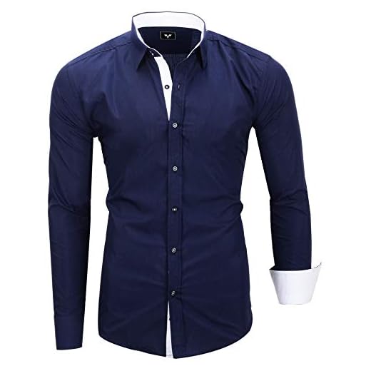 Kayhan : Chemise Homme, Deux Faces bleu foncé L