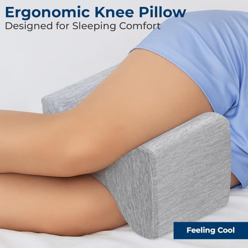 Image of 5 STARS UNITED Large Knee Pillow for Side Sleepers - Hip Pain Relief, Memory Foam Leg Cushion for Side Sleeping - Between Legs Pillow for Sciatica & Lower Back Pain, Arctic Gray