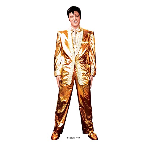 STAR CUTOUTS Ltd SC318 Lifesize Cardboard Cutout Presley Wearing Famous Shining Perfect for Elvis Parties and Fans 182cm Tall, Gold Suit