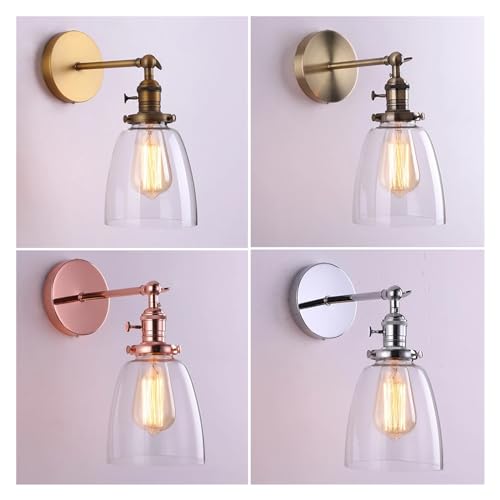 Lámparas de pared de vidrio modernas con soporte de bronce antiguo E27 2