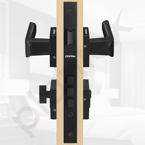 Image of Plantex Mortise Door Lock for Home /Triple Security Main Door Lock Set with 3 Years of Warranty /Mortise Lock for Door with Brass Lock Body & Cylinder(7112 - DC-Black & Z-Black)