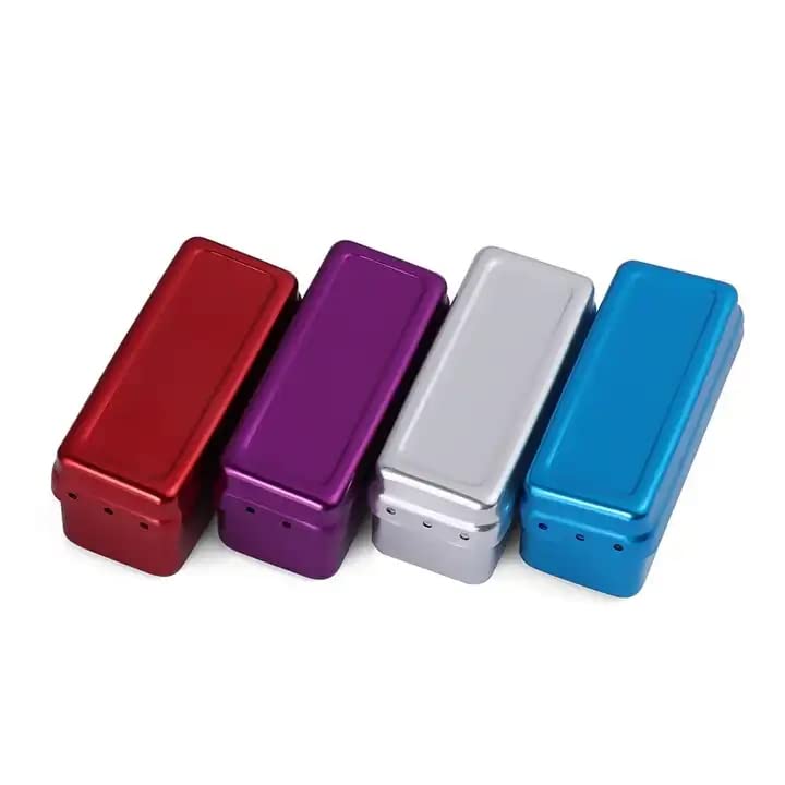 72 Holes Endo Files Aluminum Box Disinfection Sterilizing Storage Case Bur Holder Stand Organizer Box (Silver)