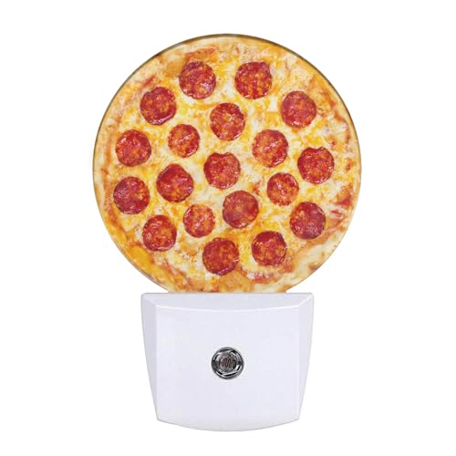 Image of EKOBLA Pizza Night Light, Cheese and Sausage Food Pattern Night Lights Plug Into Wall with Auto Sensor for Teens Room and Novelty Gift