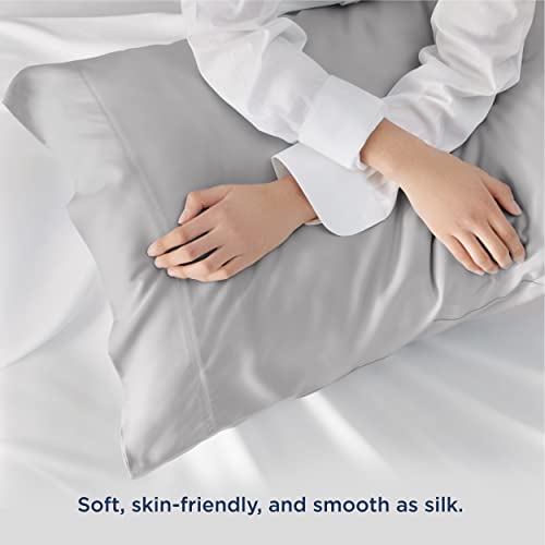 Bedsure Cooling Pillow Cases Standard Size, Rayon Derived from Bamboo Standard Pillowcases Set of 2, Breathable & Silky Soft Cool Bedding Pillow Covers with Envelope Closure, Light Grey, 20x26 Inches