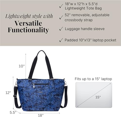Image of Baggallini Avenue Tote - 12x18 Laptop Tote Bag for Women - Lightweight Work Travel Carry On Bag