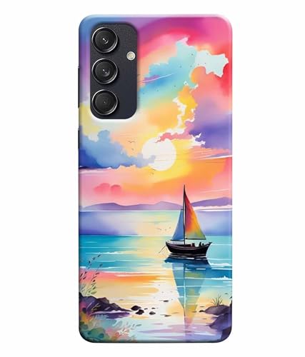 Image of Printed Hard Back Case Cover & Compatible for Samsung Galaxy M55 5G / M55S / F55 5G | Vector Ship Nature Art (Multicolor) - D1209