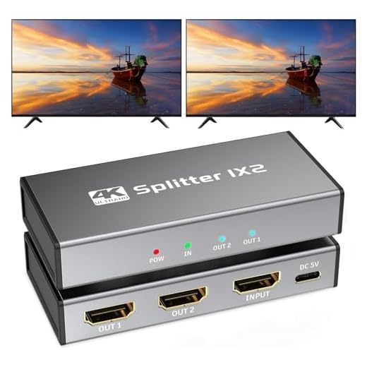 HDMI Splitter 1 in 2 Out, 4K@30Hz HDMI Splitter 1x2 Support 3D 1080P Full HD Compatible with PS5/4/3 Xbox Nintendo Roku HDTV Fire Stick Blu-ray Silver (Only Mirrors Screens)