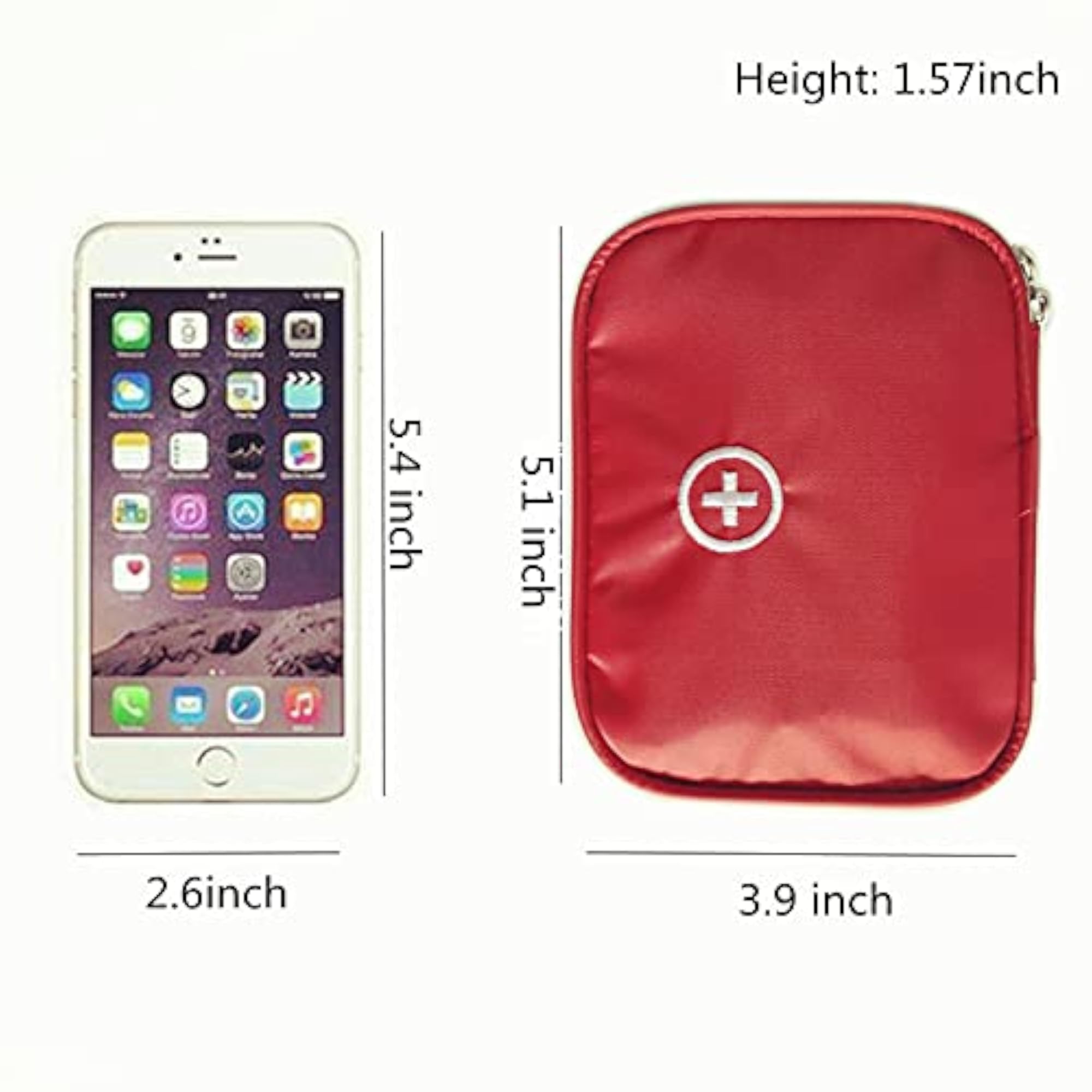 Portable Empty First Aid Bag Mini Medicine Pouch for Travel, Red