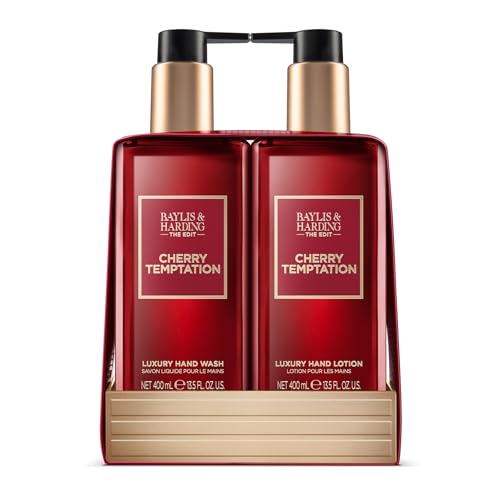 Baylis & Harding The Edit Cherry Temptation 2 Bottle Set 400 ml Hand Wash & 400 ml Hand Lotion - Vegan Friendly (Pack of 1)