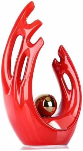 Miniatura 8 de Estatua y escultura de cerámica de arte abstracto moderno rojo y dorado, detalles de decoración para el hogar, decoración de mesa para sala de