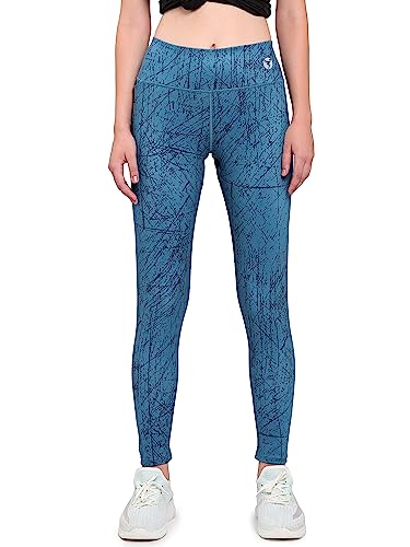 Image of TECHNOSPORT Womens Skinny Fit Activewear Tights for Running, Gym, Sports and Regular Use, Antimicrobial and Printed