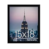 Frame Amo 15x18 Black Modern Picture or Poster Frame, 1 inch Wide Border, Smooth Wrap Finish, Acrylic Face
