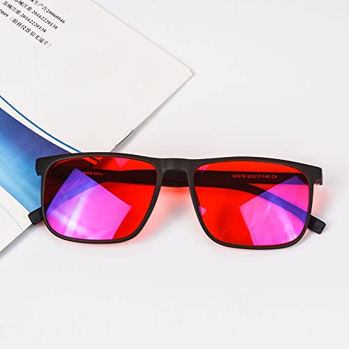 Image of SHINU Good Sleep Blue Light Blocking Glasses Men Red Lenses Anti Green Light Eliminate Eye Strain Glasses Bluelight 078RD
