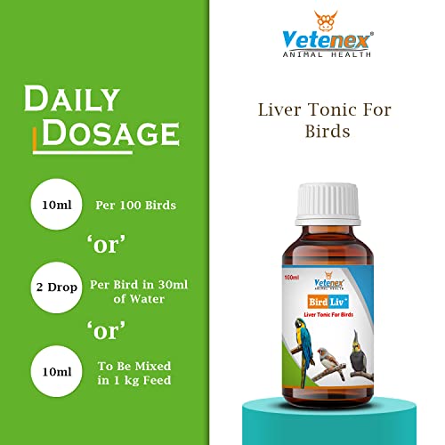 VETENEX Bird Liv Plus - Birds Liver Tonic, Liver Detox & Digestive Supplement - 100 ML