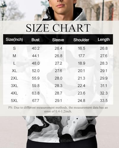 LOAIHA Mens White Graphic Hoodie Pullover Cotton Blend Sweatshirt Streetwear Casual Hooded Top Fall Winter Fashion3