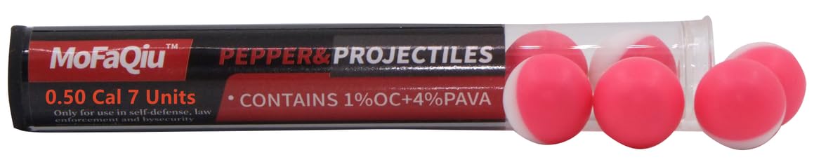 50 Cal Pepper Projectiles (1% OC+4% PAVA) Ultrafine Powder Blend Pepper Ball - Laser weldingwithout Leakage It is Safer,Compatible with All .50 Cal Pepper Ball launchers (7 Count Pepper Ball)