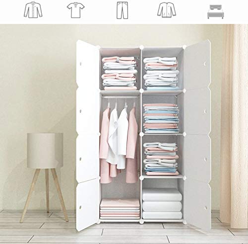 image for JOISCOPE MEGAFUTURE Wood Pattern Portable Wardrobe Closet for Hanging 