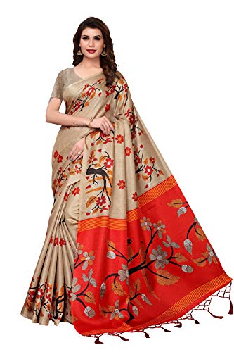CRAFTSTRIBE Vestito Tradizionale di Seta Khadi Stampato Bollywood Partito Usura Indiana Sari Matrimonio Etnico per Le Donne