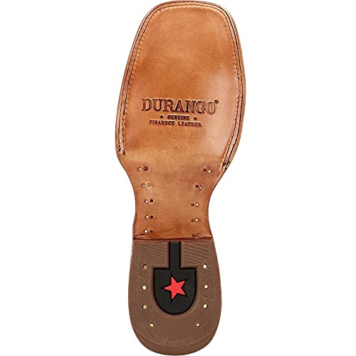 Durango Mens Premium Exotics Pirarucu Embroidered Square Toe Pull On Dress Boots Mid Calf - Brown2
