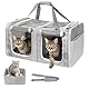 LitaiL Transportbox für 2 Katzen, Faltbare Katzentransportbox mit Katzenklo, Transporttasche mit Katzentoiletten, Transportboxen für große Katzen