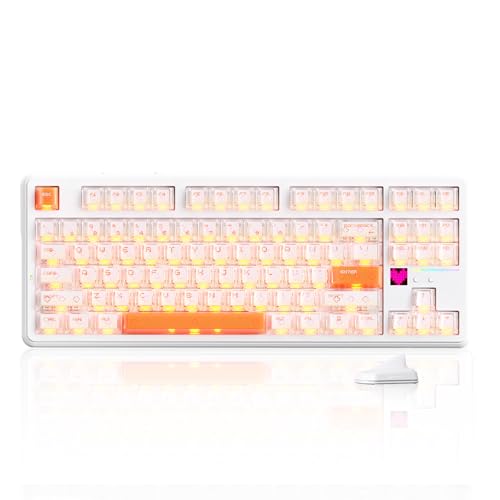 Image of MAMBASNAKE x ATTACK SHARK X87 Ultra Wireless Gaming Keyboard, 8000Hz, Tri-Mode TKL 80% Mechanical Keyboards RGB, 10000mAh, Hot Swap Linear Switches, Dot Matrix Display, Transparent Keycaps - Orange