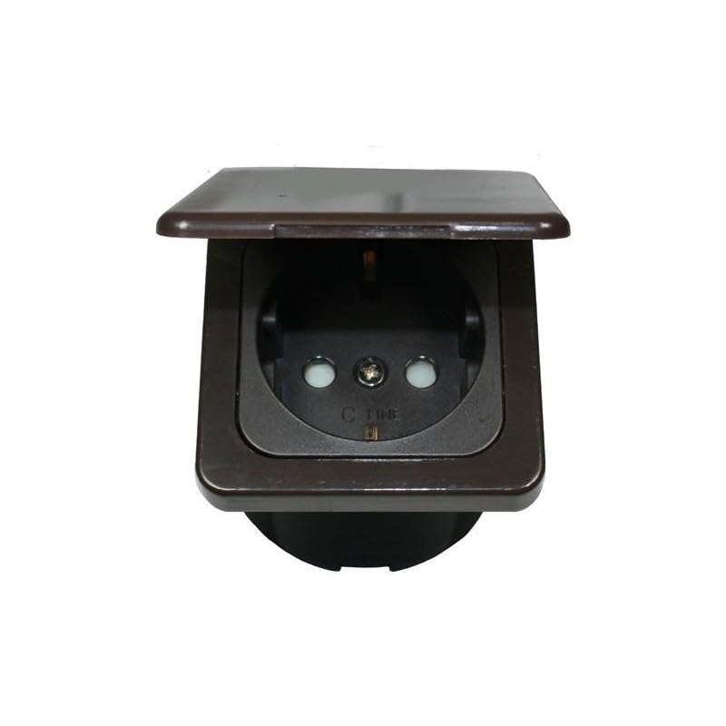 Prise 230V avec volet de Protection Marron pour Caravane et Camping-Car