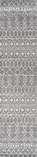 Image of JONATHAN Y Izil Moroccan Beni Souk Gray /Cream Runner Rug, 2x8, Bohemian, Scandinavian, Easy-Cleaning for Living Room, Bedroom, Kitchen, Pet Friendly, Non-Shedding (MOH209B-28)
