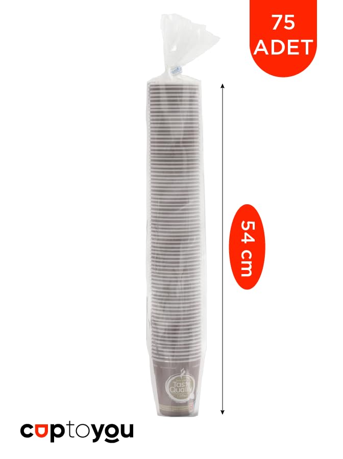 CUPTOYOU 75 adet tek kullanımlık karton bardak, kağıt dondurma bardakları, kahve bardakları, çay, sıcak ve soğuk içecekler, parti bardakları, "Taste Quality" 8 oz (250 ml)